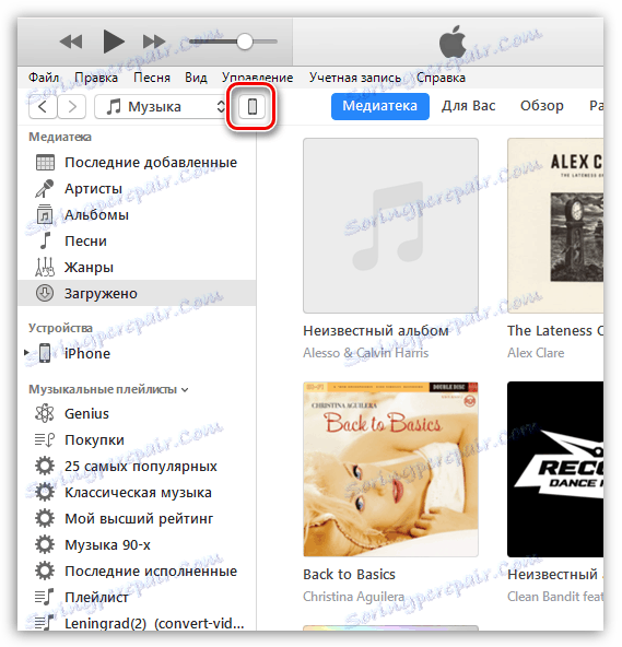 Nadzorni meni IPhone v iTunes