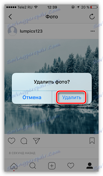 Potvrďte odstranění obrázku v aplikaci Instagram