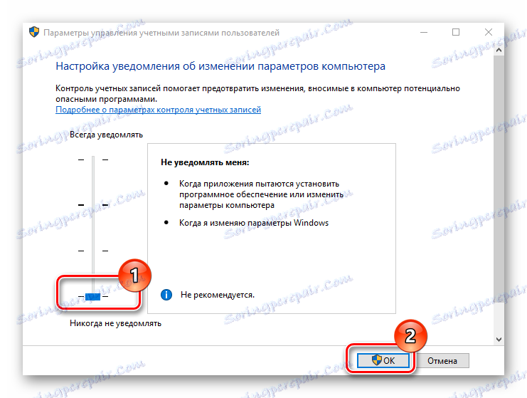 Конфигурирање УАЦ обавештења преко контролне табле