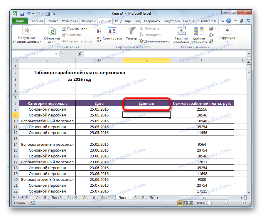 Pridanie stĺpca do programu Microsoft Excel