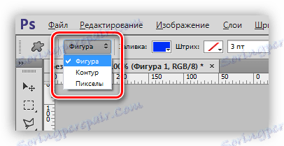 اختيار نوع الشكل في Photoshop