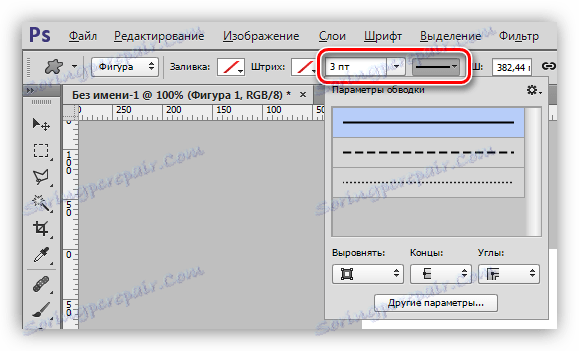 نوع وسمك ضربة في Photoshop