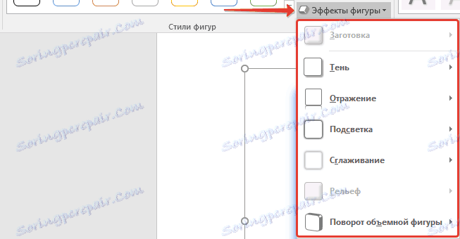 výber efektu pre číslo v