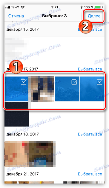 Vyberte fotky, které chcete načíst do Dropboxu