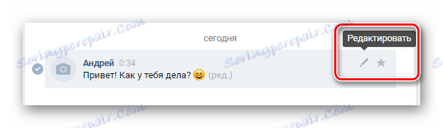 Schopnosť editovať upravenú správu na webe VKontakte