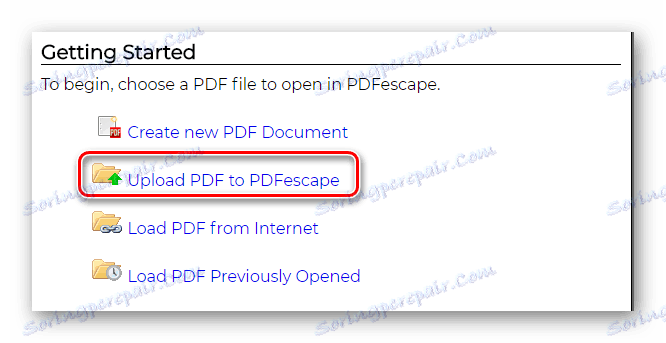 Výber možnosti prevzatia dokumentu PDFEscape online služba