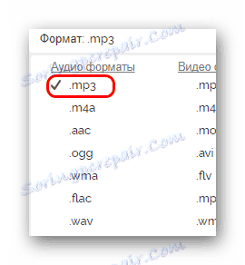 Odaberite format datoteke konvertirane datoteke na onlinevideoconverter.com