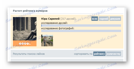 Proces analizy użytkownika w aplikacji Kto jest moim przyjacielem na stronie VKontakte