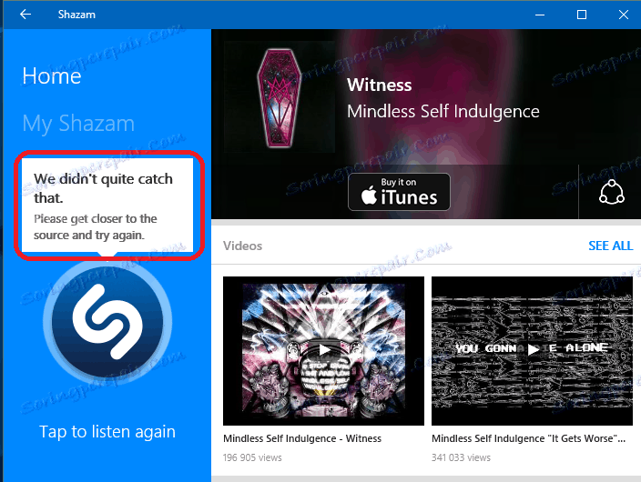 Problémy s rozpoznávaním v službe Shazam