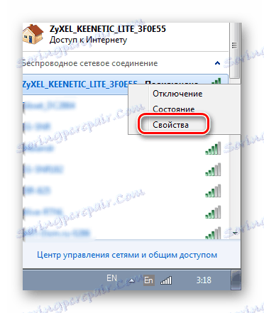 Kliknite pravým tlačidlom myši na ikonu požadovaného pripojenia v systéme Windows 7