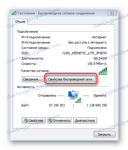 Okno stavu bezdrôtového pripojenia v systéme Windows 7