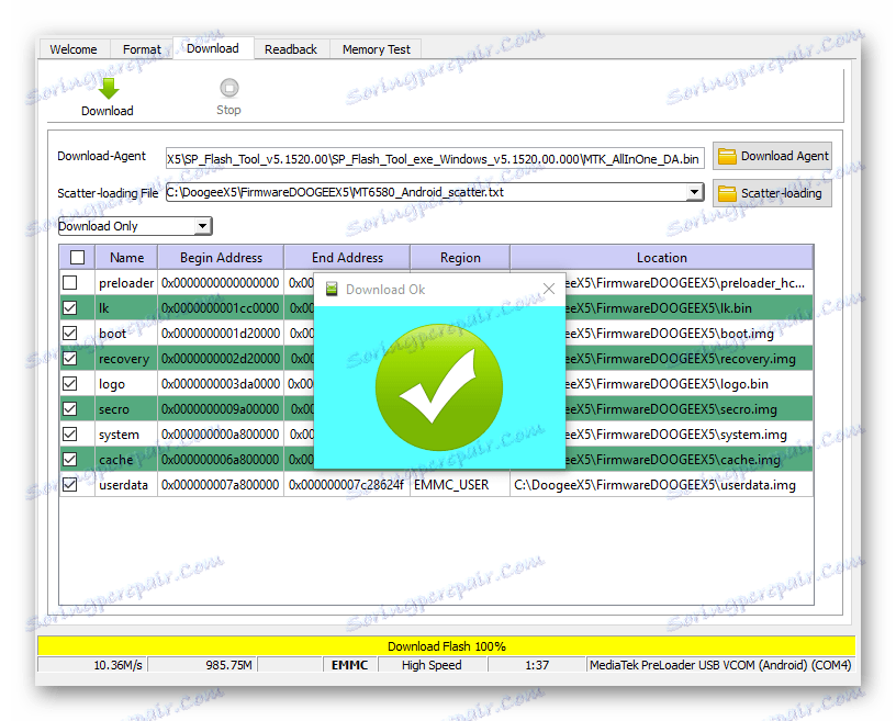 SP Flash Alat Download OK