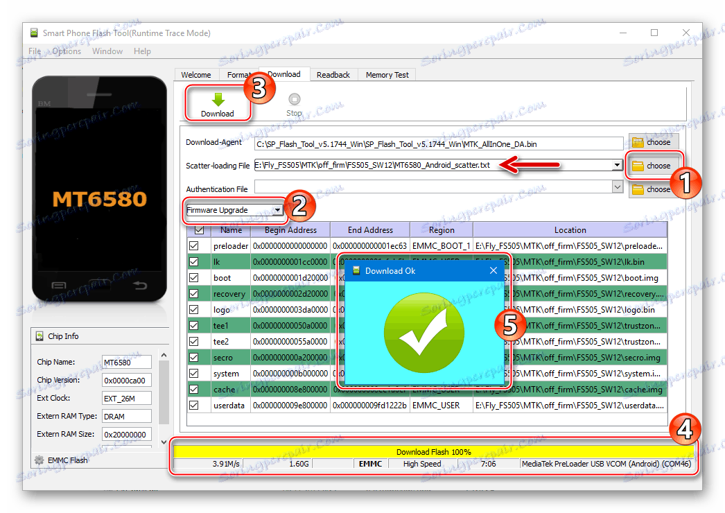 Fly FS505 MTK - раскирпичивание смартфона с помощью Флештул