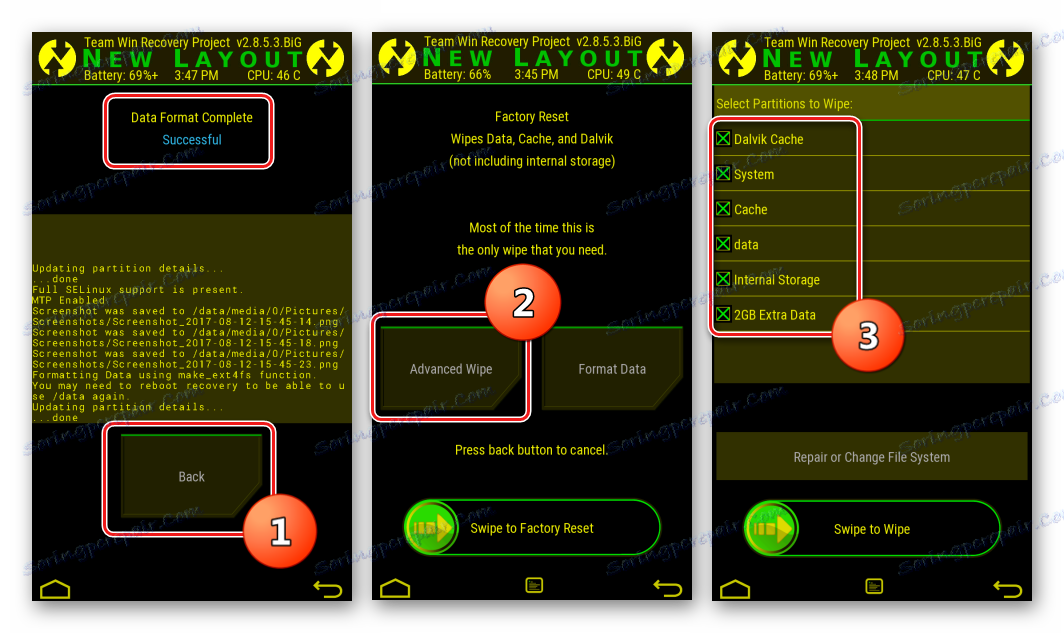 HTC One X (S720e) TWRP Adwanced Obrišite sve dijelove