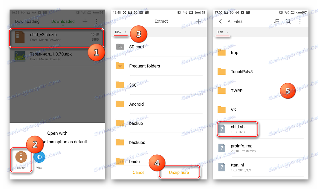 Meizu M2 Poznámka Zmena identifikátora skriptu v koreňovom adresári internej pamäte