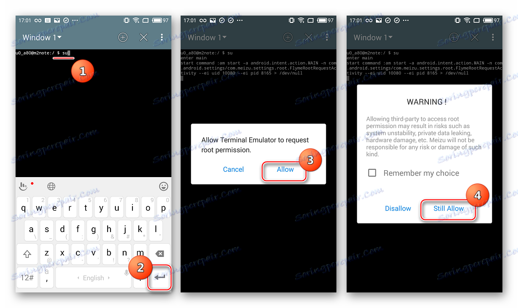 Meizu M2 Poznámka Spustenie Terminálu, udelenie Ruth-Rights
