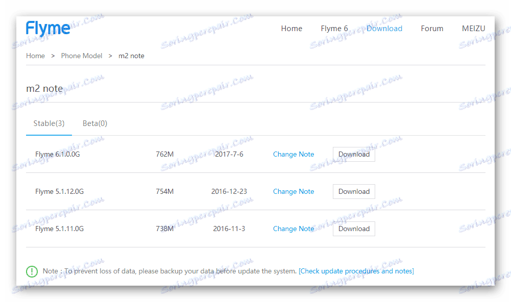 Meizu M2 Poznámka globálny firmware na oficiálnej webovej stránke