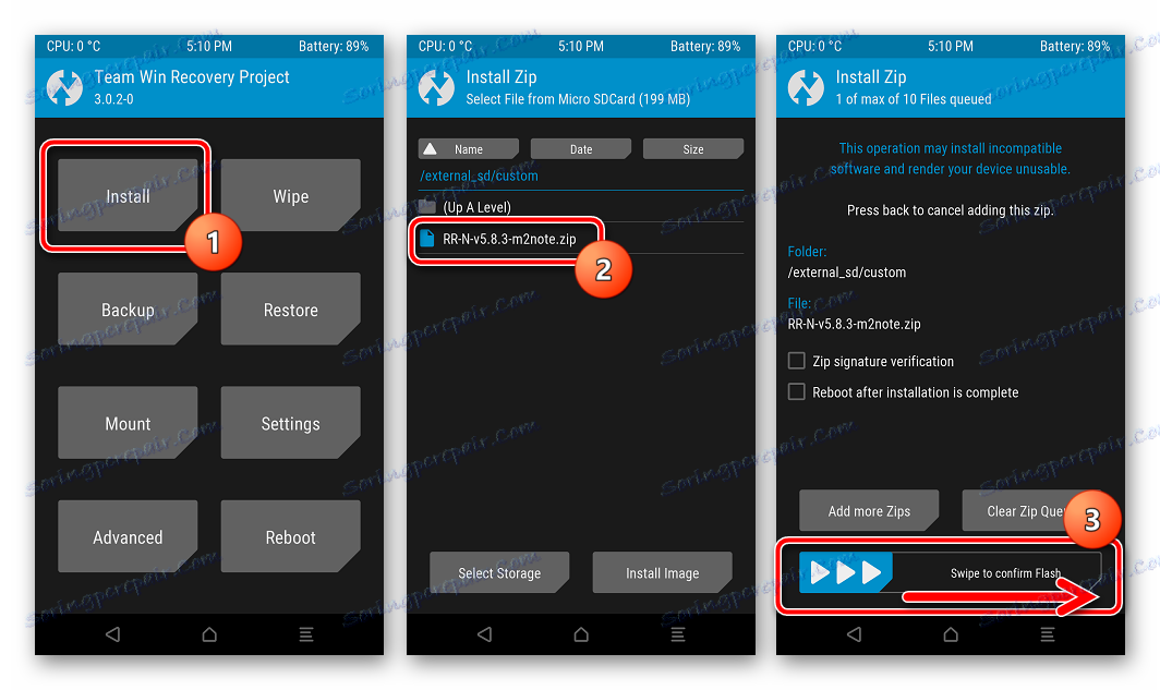 Meizu M2 Note установка кастома прошивка zip-пакета в TWRP