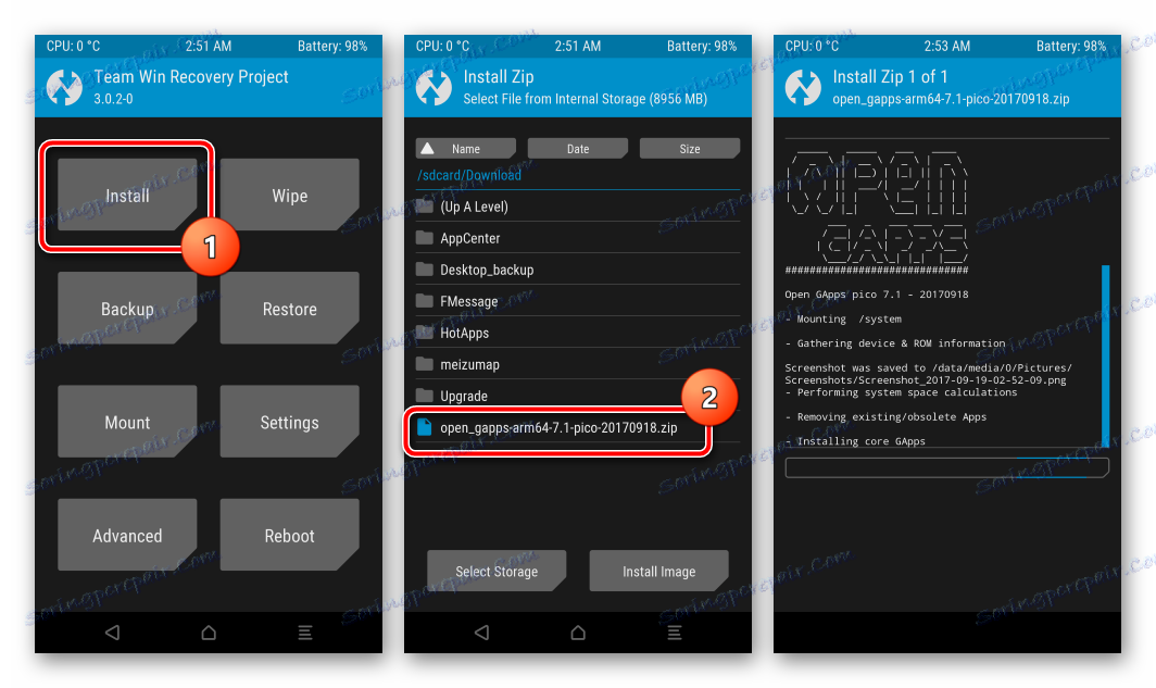 Meizu M2 Note установка Gapps через TWRP