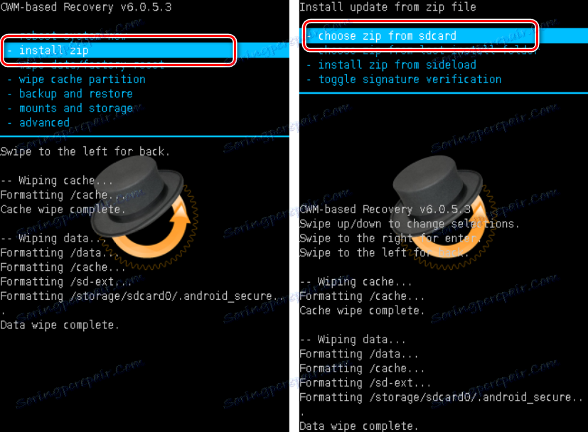 CWM Install zip izberite sdcard