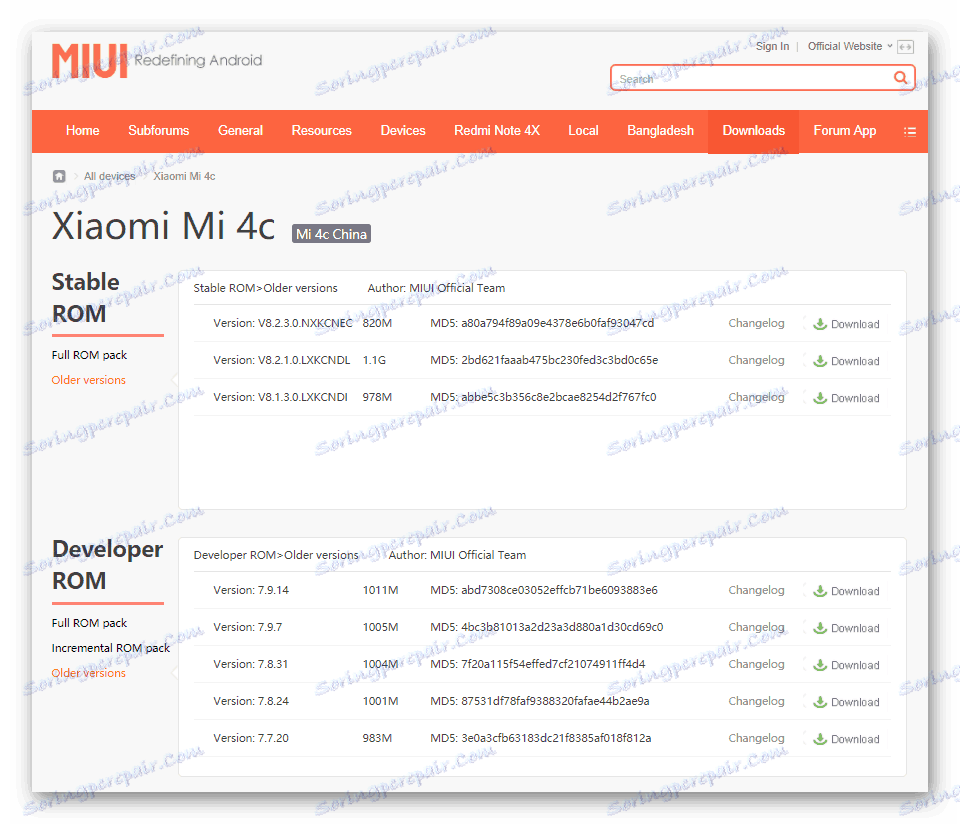 Preuzmite firmware za Xiaomi Mi4c s službene stranice