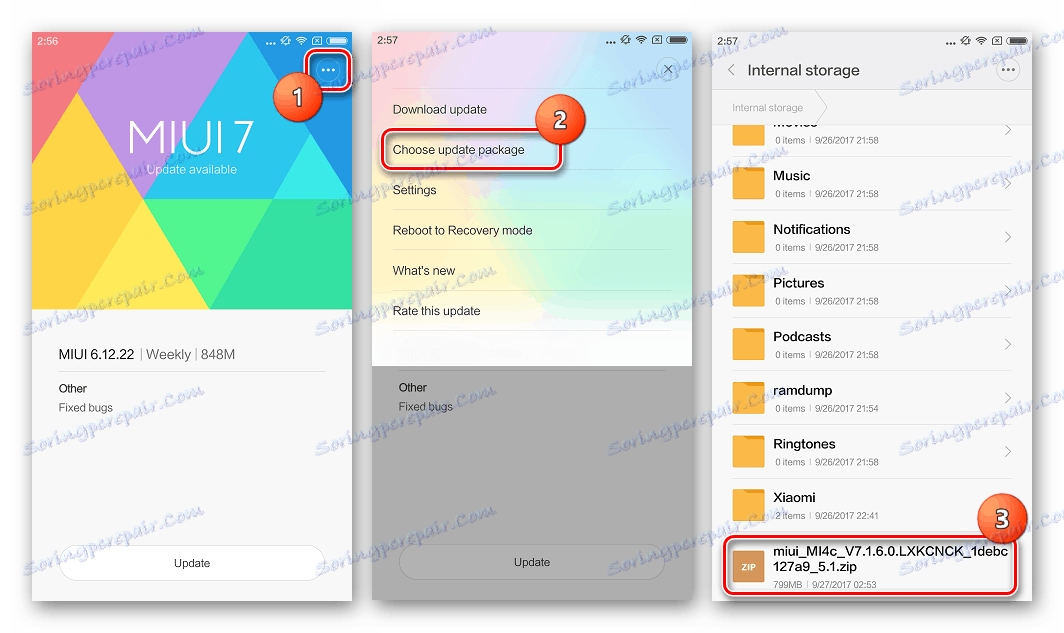 Xiaomi Mi4C firmware kroz tri točke paketa s unutarnjom memorijom