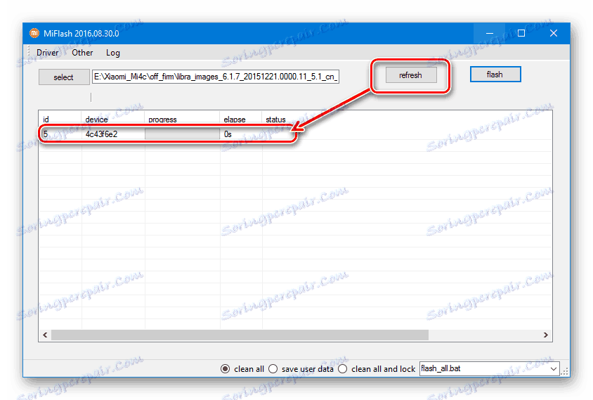 Xiaomi Mi4c2 firmware putem serijskog broja MiFlash u programu