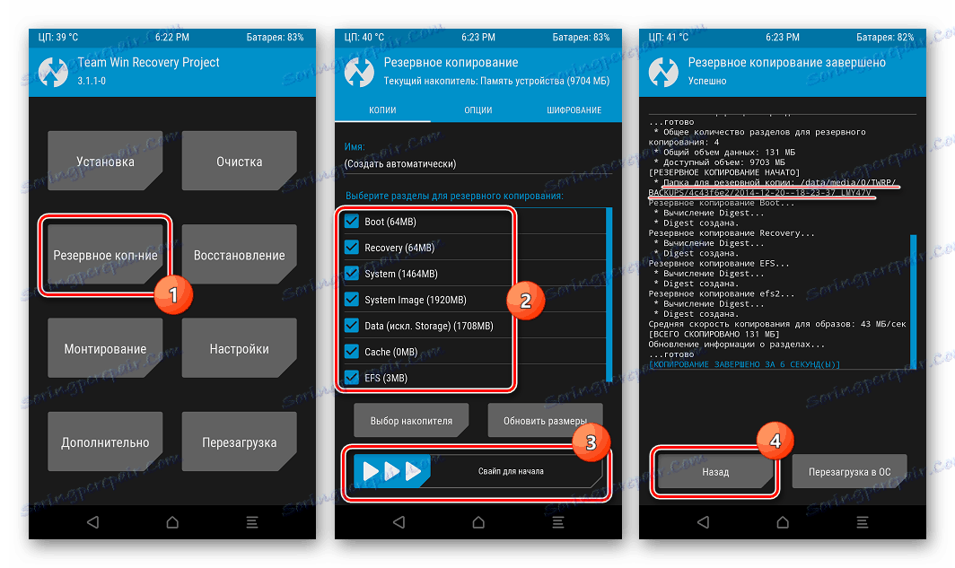 Xiaomi Mi4C создание бэкапа в TWRP перед прошивкой