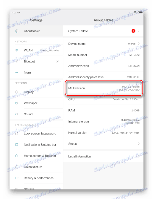 Systém Xiaomi MiPad 2 System Updates sa vynuluje na zvolenú verziu