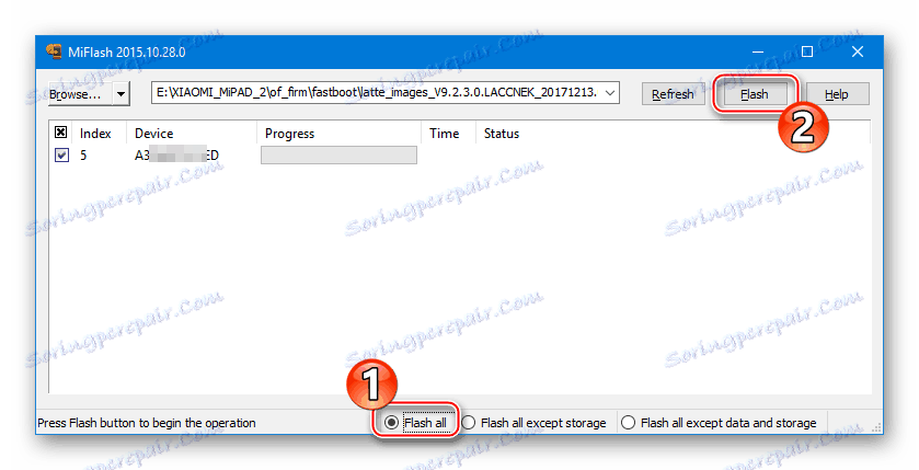 Xiaomi MiPad 2 MiFlash spustiť postup firmware v režime Flash All