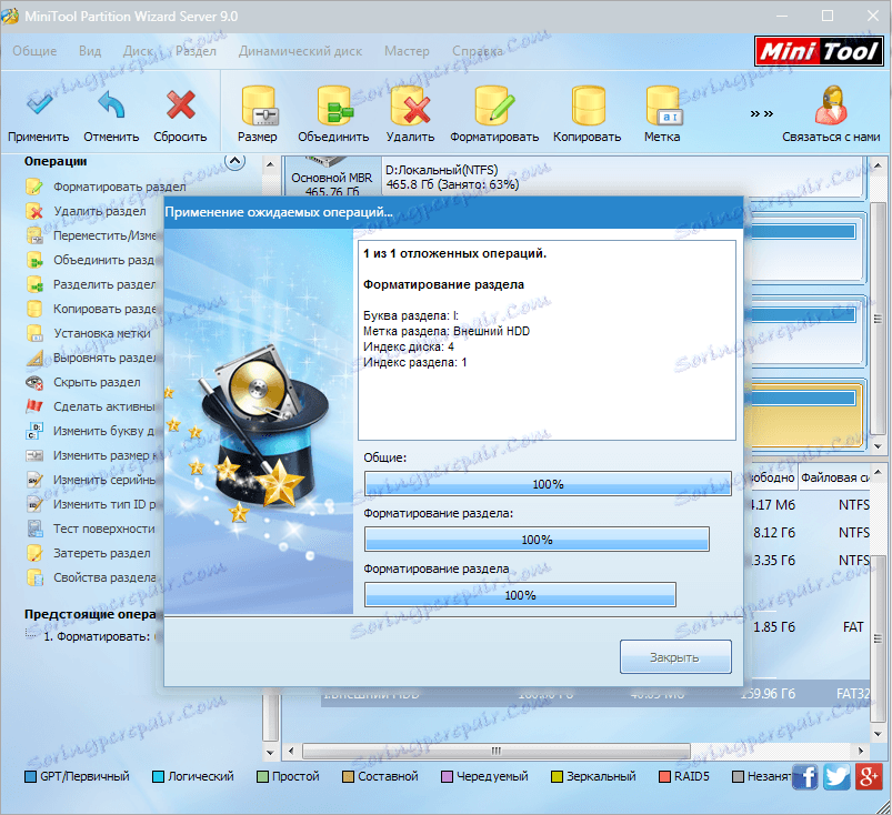 Proces formátování průvodce MiniTool Partition Wizard