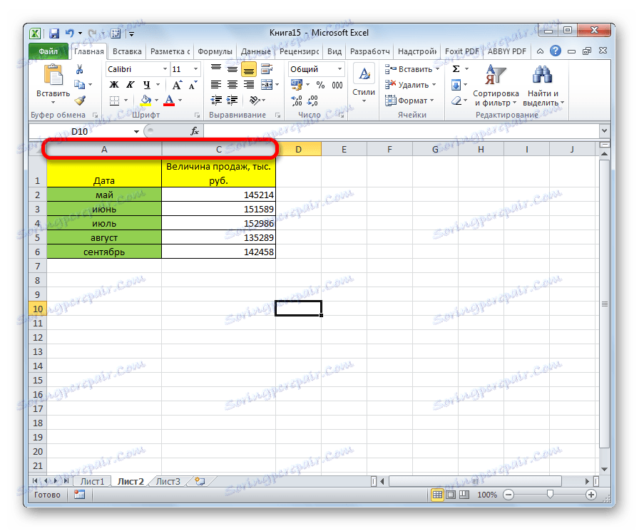 Kolumna jest ukryta w programie Microsoft Excel