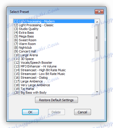 Използване на предварителните настройки в DFX Audio Enhancer