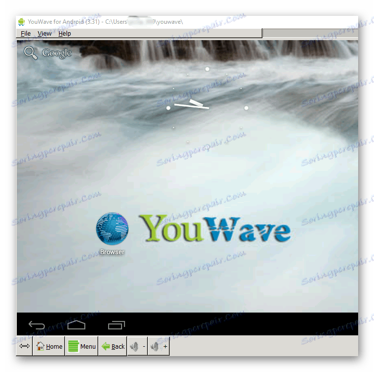 Hlavní obrazovka emulátoru Youwave