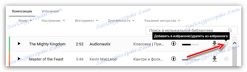 oblíbené tlačítko v knihovně YouTube