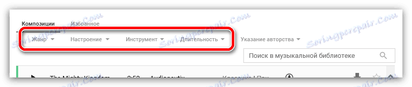 filtry v knihovně na YouTube
