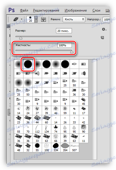 Регулиране на формата и твърдостта на Eraser в Photoshop