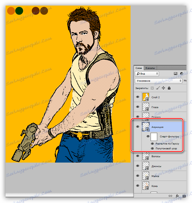 Прилагане на филтри в Halftone pattern и Gaussian blur в Photoshop