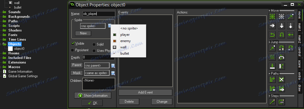 Створення об'кта Game Maker