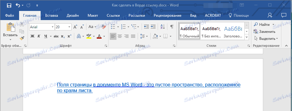 Pridaný hypertextový odkaz na konečný dokument v programe Word
