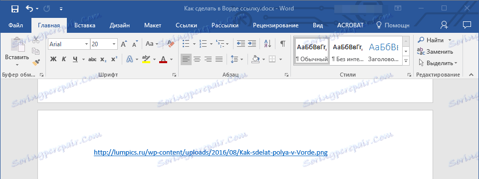 Hypertextový odkaz na webový objekt v dokumente programu Word