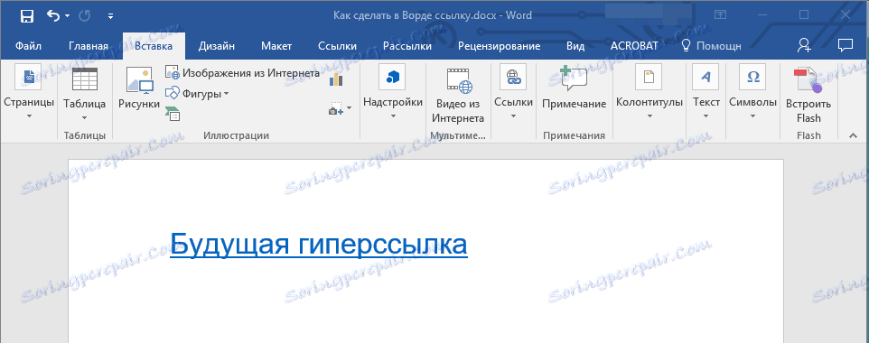 Hot-made hypertextový odkaz v programe Word