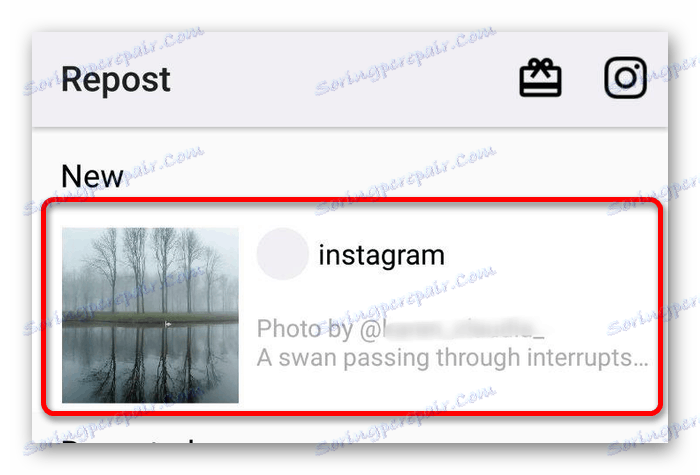 izberite zapis, ki ga želite ponovno objaviti v aplikaciji repost v instagramu v sistemu Android