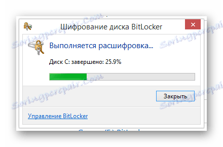 Процесът на декриптиране на диска в прозореца BitLocker в операционната система Windows