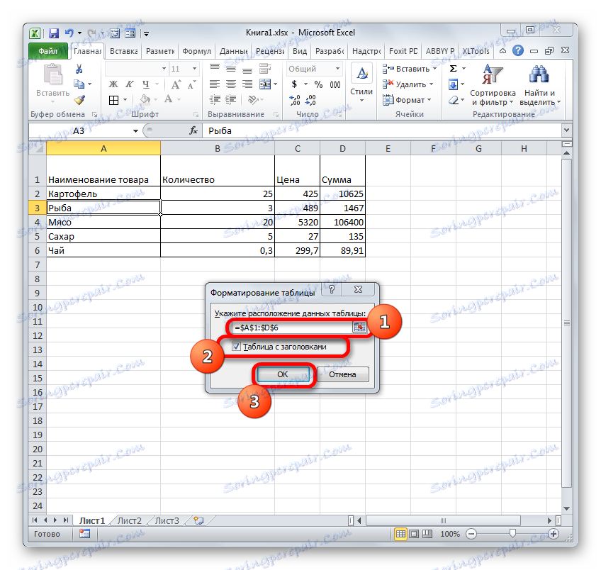 Okno formátovania tabuliek v programe Microsoft Excel