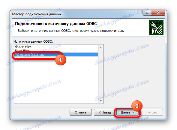 Okno výberu pre typ zdroja sprievodcu dátovým pripojením v programe Microsoft Excel