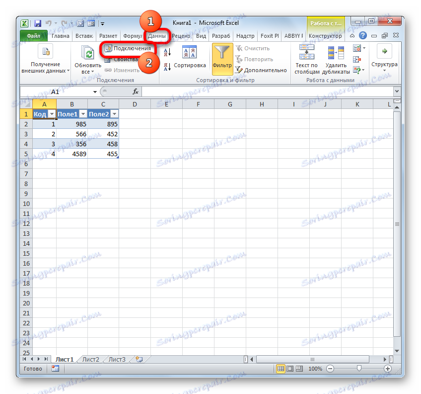 Prejdite do okna pripojenia v programe Microsoft Excel