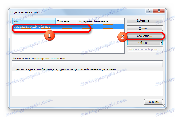 Prejdite na vlastnosti databázy v programe Microsoft Excel