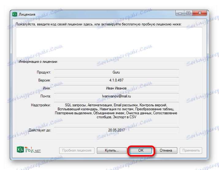 Aktivácia doplnkovej skúšobnej licencie XLTools