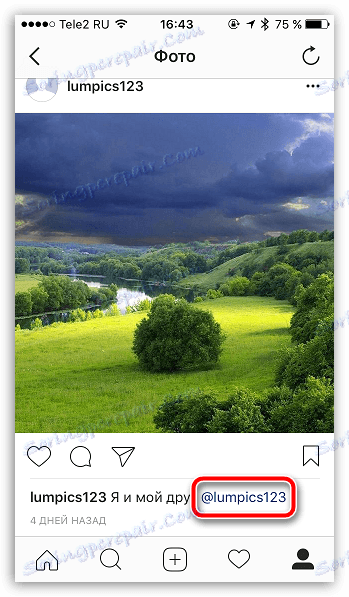 کاربر نمایش داده شده در Instagram